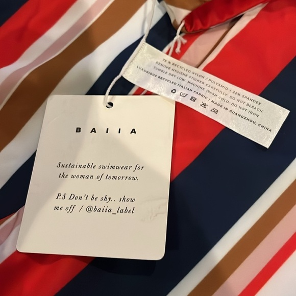 BAlIA Monaco wrapsuit one shoulder striped body piece swimsuit NWT | size 12 - Picture 9 of 9